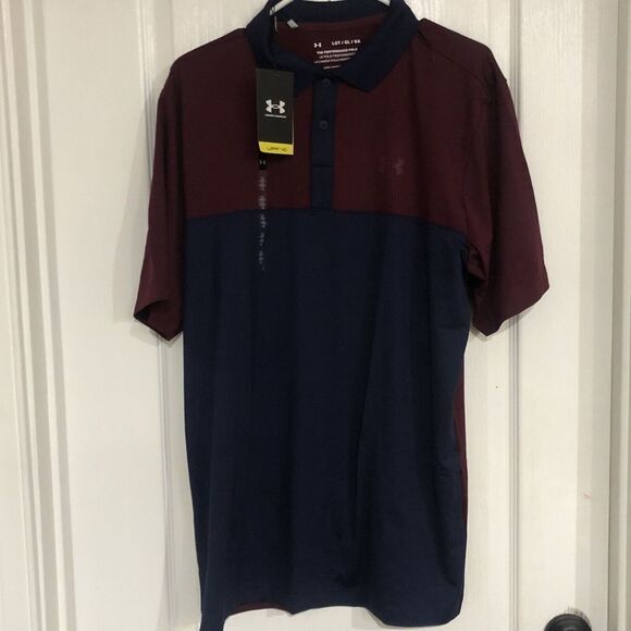 Under armour Other - New Under‎ Armour Blocked “The Performance Polo” Golf Polo Large Maroon & Blue